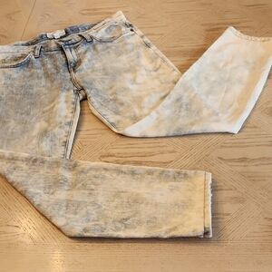Current/Elliott The Stiletto Crazy Wash 80's Skinny Blue&Cream Cropped Jeans S29